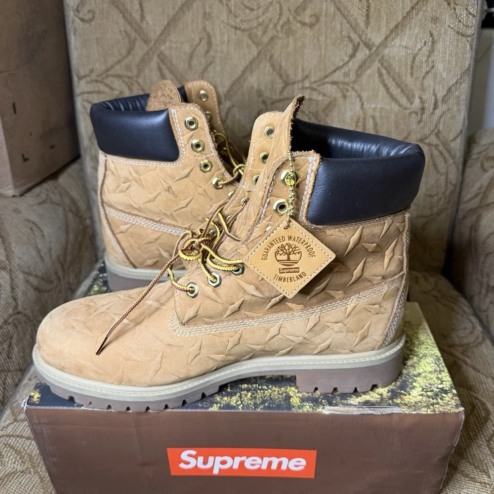 Supreme Timberland 6 Inch Premium Waterproof Boot Diamond Plate - Wheat Size 11